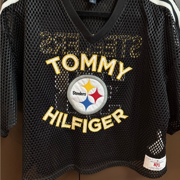 Tommy Hilfiger Women’s Black Mesh  Steeler Jersey. Sz XS - Picture 3 of 8
